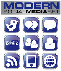 Social Network Icon Set Blue