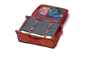 Stages of packing suitcases