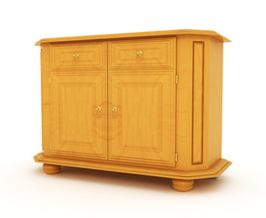 wooden cabinet isolated over white background
