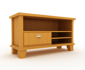 wooden cabinet isolated over white background