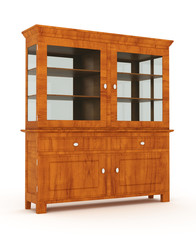 wooden cabinet isolated over white background