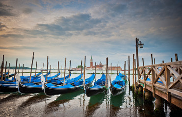 Fototapeta na wymiar Gondolas at Grand Canal, Venice, Italy