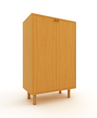 wooden cabinet isolated over white background