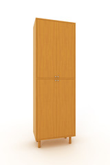 wooden cabinet isolated over white background