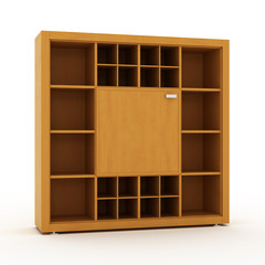 wooden cabinet isolated over white background
