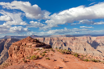 Grand canyon with blue sky and clouds