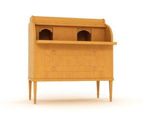 wooden cabinet isolated over white background