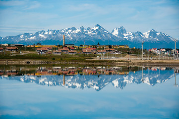Mountain Reflections, Ushuaia, Tierra del Fuego, Argentina - obrazy, fototapety, plakaty