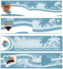 Fototapeta na wymiar summer beach collection of travel banners