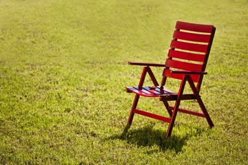 Garden chair on grass