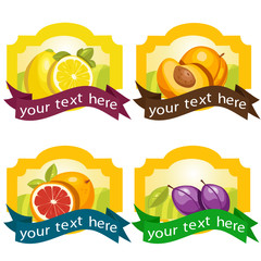 Set of fruit labels, vector illustration