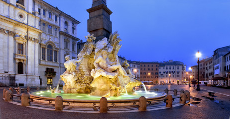 Obraz premium Piazza Navona, Fontana dei Fiumi, Gian Lorenzo Bernini, Roma