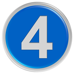 Button blau rand rund ZAHL 4