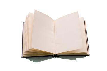 Open book over a white