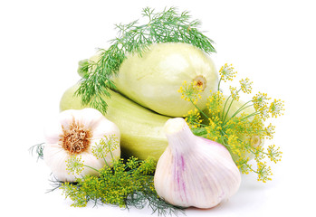 Zucchini, whole, garlic, dill