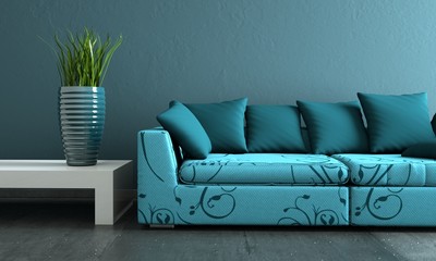 Wohndesign - Sofa azurblau