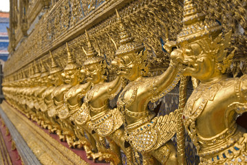 Golden Garuda statues at Wat Phra Kaew