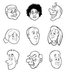 old people faces outline