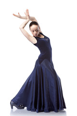 Naklejka premium young woman dancing flamenco isolated on white