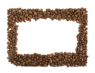 aromatic coffee beans on white background