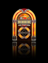 Juke box radio isolated on black background