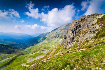 Fototapeta premium Landscape with Mohoru peak of Parang mountains in Romania