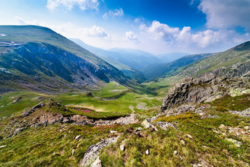 Fototapeta na wymiar Landscape with Mohoru peak of Parang mountains in Romania