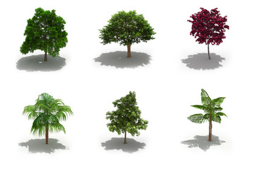 3d trees pack with shadows