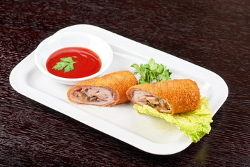 rolls from pork meat