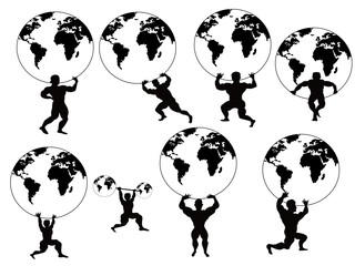 Obraz premium strong man lifting earth