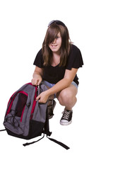 Teenager with her backpack