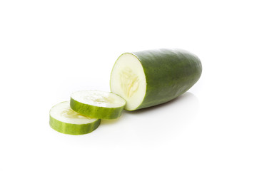 A sliced green cucumber