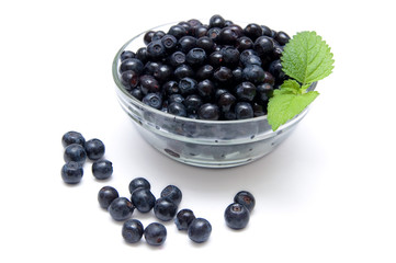 Blueberries in a glass bowl