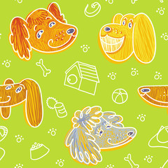 Seamless Pattern With Happy Dogs.