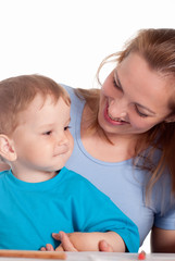 mom with child drawing