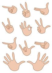 set of gestures hand