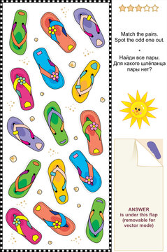 Colorful flip-flops visual logic puzzle