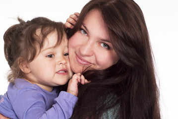 beautiful family on white