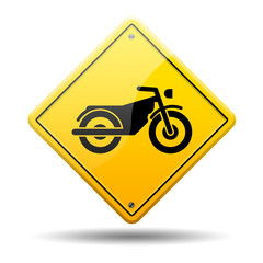 Señal amarilla simbolo motocicleta