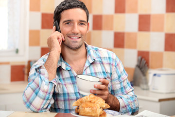 Man having breakfast