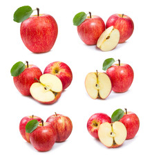 set with red apples