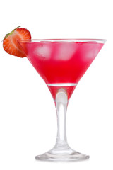 red cocktail with strawberry