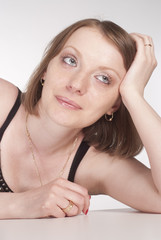 youung woman at table