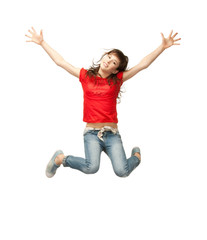 jumping teenage girl