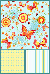 Floral seamless with butterfly.