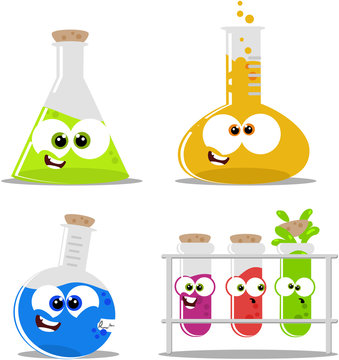 Science chemical flasks and beakers