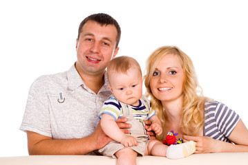 happy family of a three