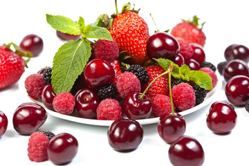 Juicy berries on white