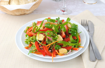 Vegetable salad with grilled cheese