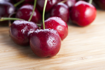 Cherries on Cutting Board